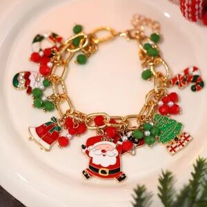 Jingle Bells & Santa Charms Christmas Bracelet